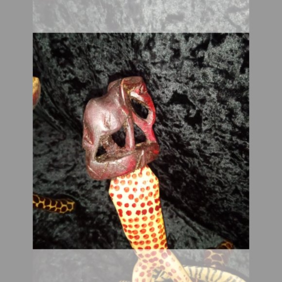 Lot 3 Vintage Carved Wood Bowl Stand Braided Intertwined African Elephant - Picture 7 of 11